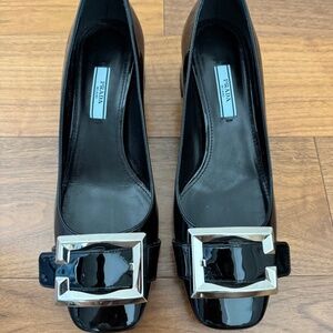 Prada black leather shoes size 38.5